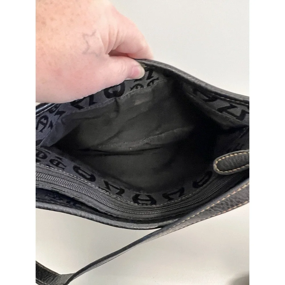 Aigner Black Logo Canvas Leather Trim Strap Shoulder Handbag Retro‎ Classic